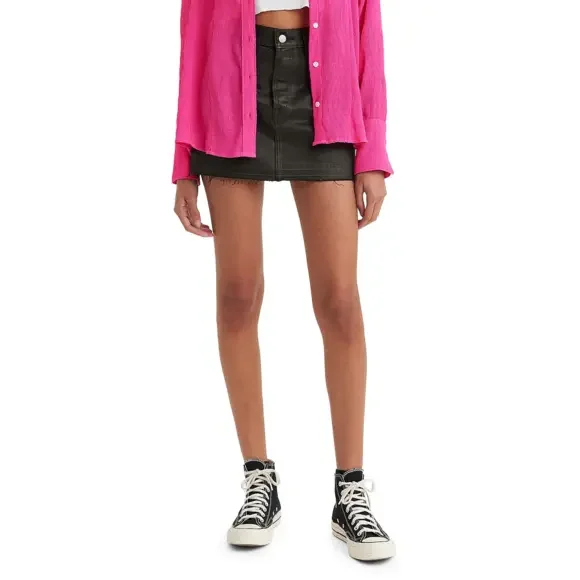 Levi's® Icon Raw Hem Denim Miniskirt (Posh Party) in Black - Picture 1 of 2